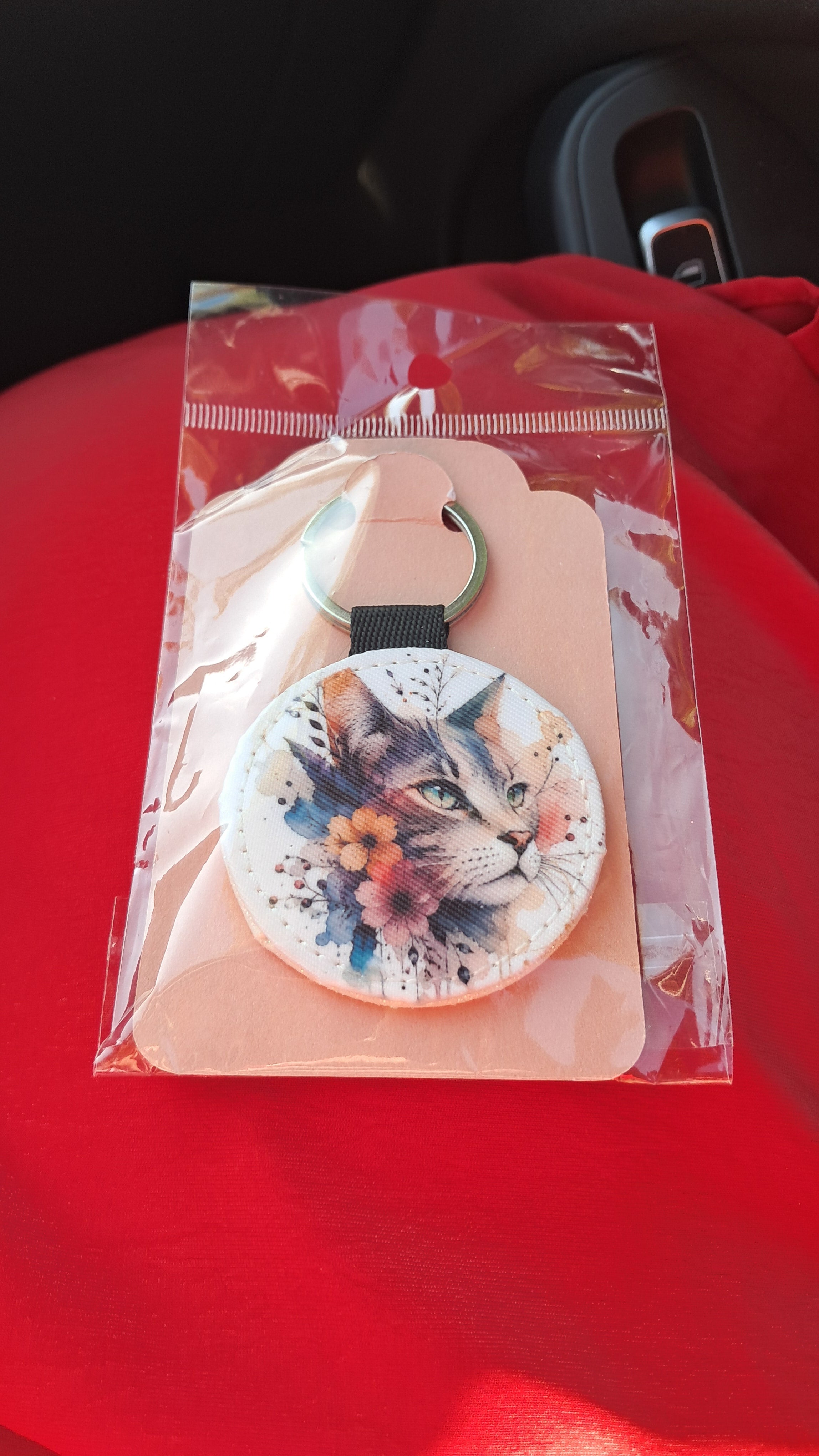 Porte-clés chat fleuri